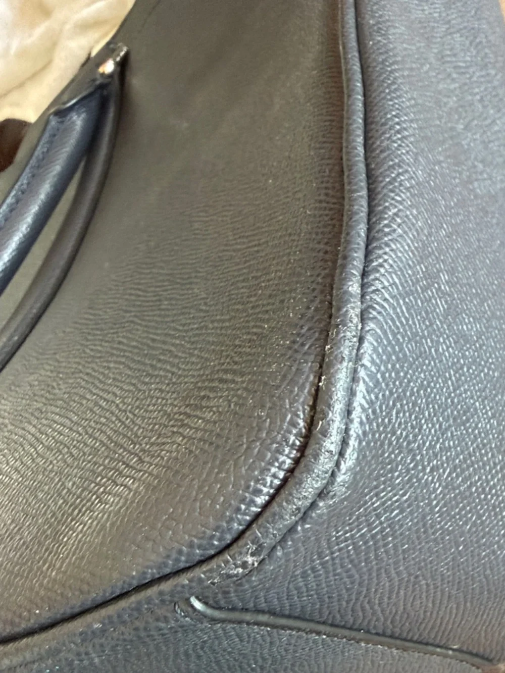 Coach Black Pebble Leather Briefcase/Computer bag with ID Tag